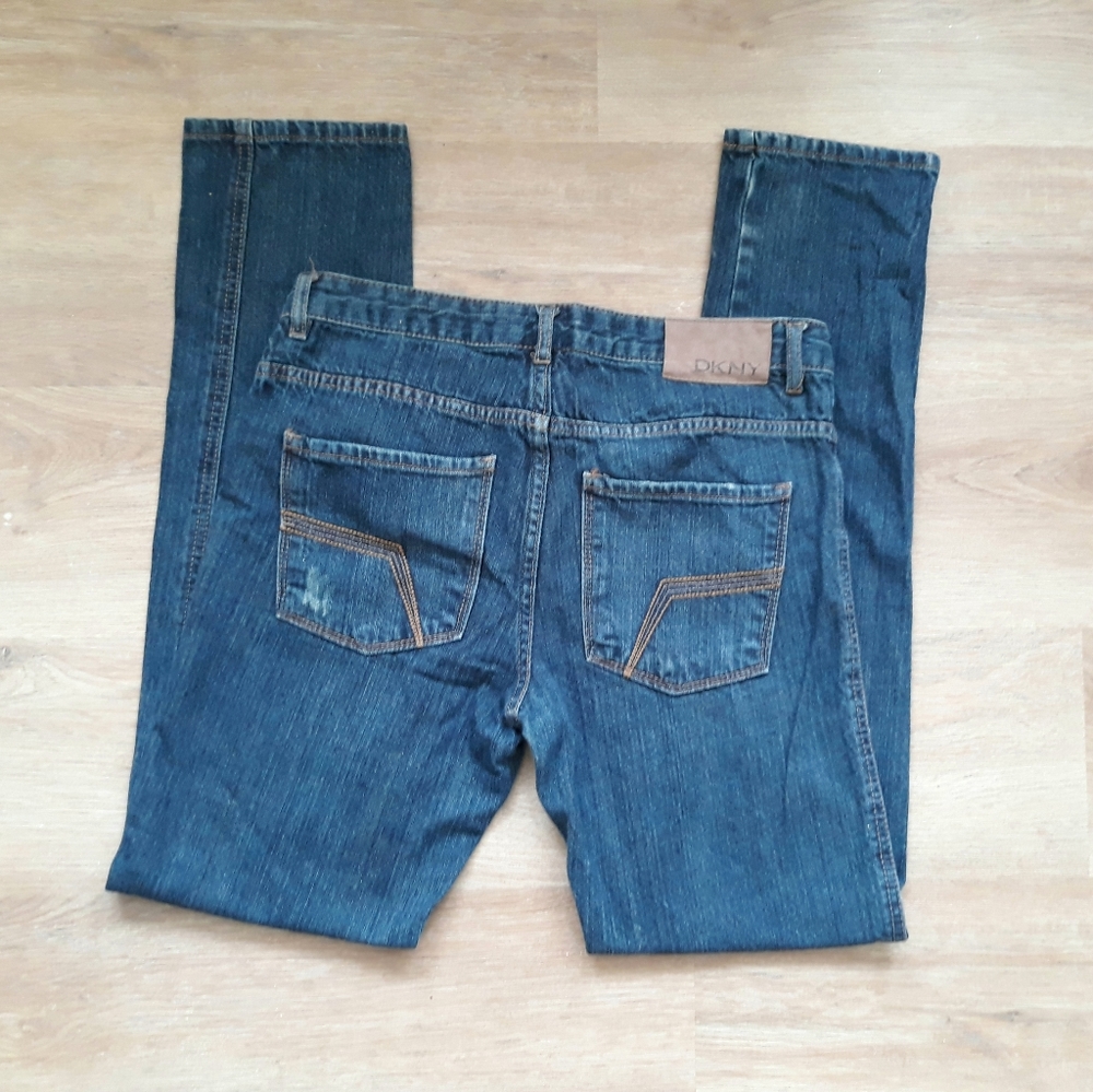 DKNY Greenwhich Distressed Slim Jeans / Size 20 Waist 30" Low Rise Dark Jeans - Picture 4 of 13